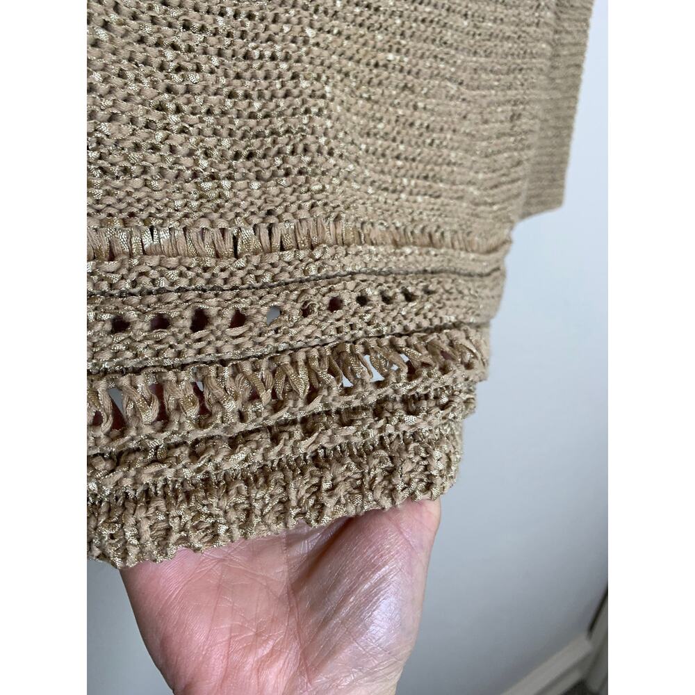 Gold Beaded Sweater Size Small Petite Turquoise Gold Rust Beads Western - Picture 7 of 8